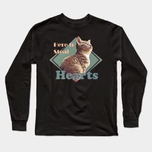 Cat lovers. Here to steal hearts. Retro Long Sleeve T-Shirt